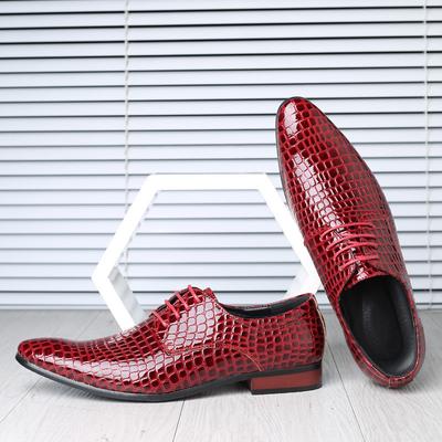 2025 New Men's Pointed Leather Shoes Hairstylist Trend Small Leather Shoes Glossy Stone Pattern British Korean Version Men's Shoes