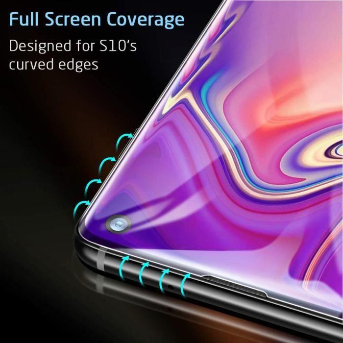 2 pcs pour samsung galaxy s10 verre trempé film protection d'écran couverture complète 9h anti-rayures haut définition