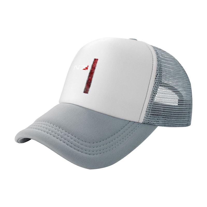 Red Line Logo Mesh Trucker Hat with Breathable Back Panel and Structured Front Design for Outdoor Wear