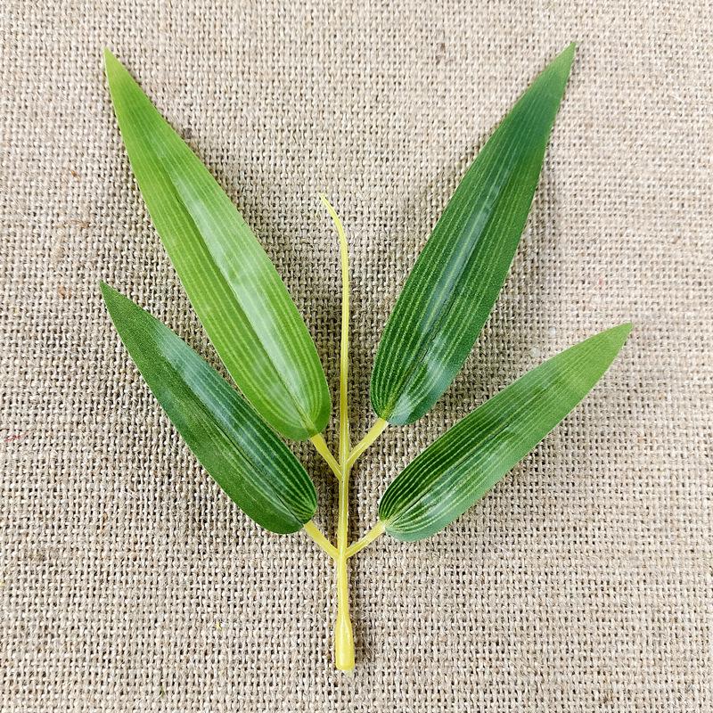 Artificial Bamboo Branches: 5 Small Leaves with Whiskers for Landscape Decoration