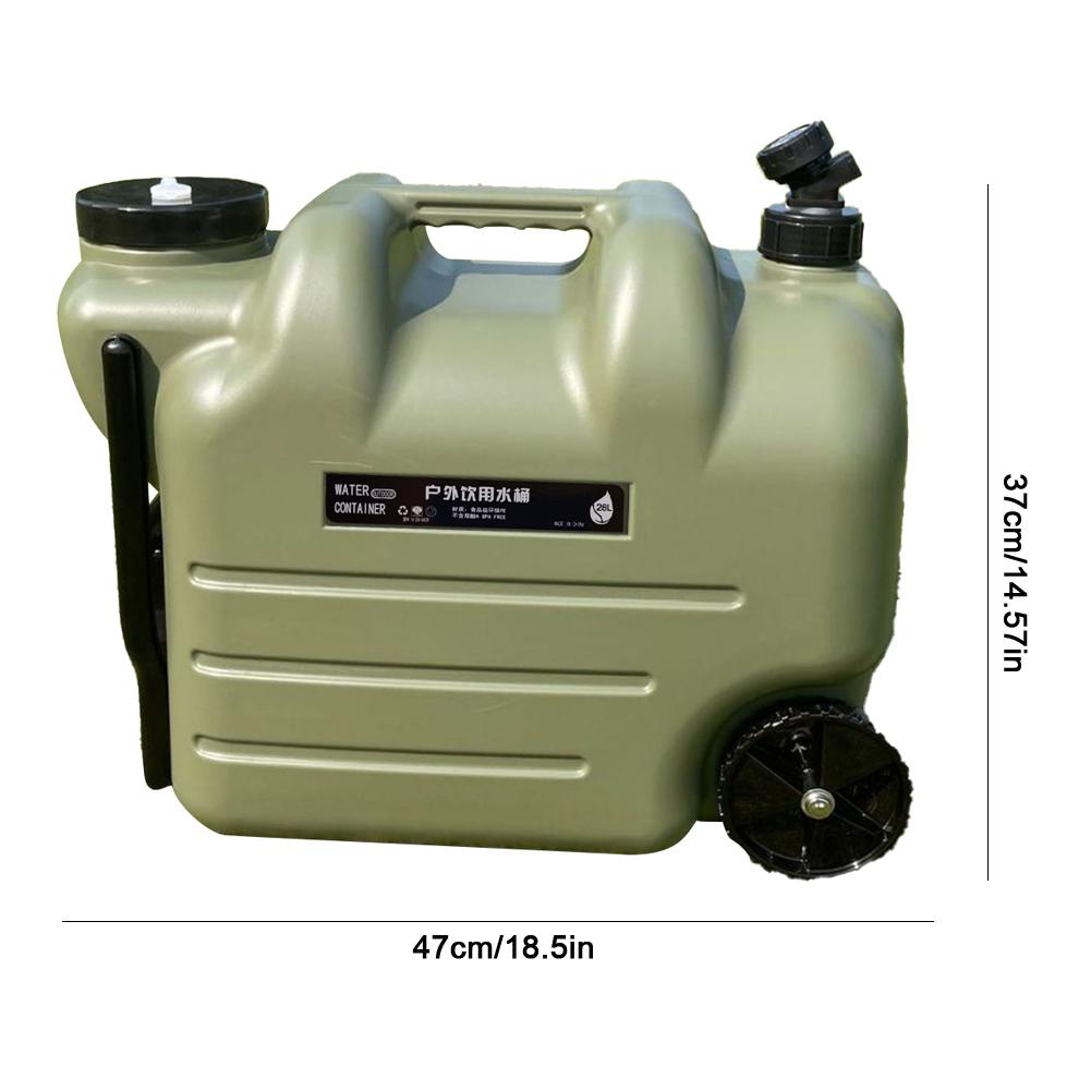 28L Camping Water Container Water Bucket No Leakage with Faucet&Wheel Camping Water Jug Camping Water Storage Carrier Water Tank
