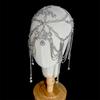 Exquisite Crystal Bridal Headwear Princess Forehead Chain with Pendant Beaded Fringe Bohemian Wedding Headpiece for Women