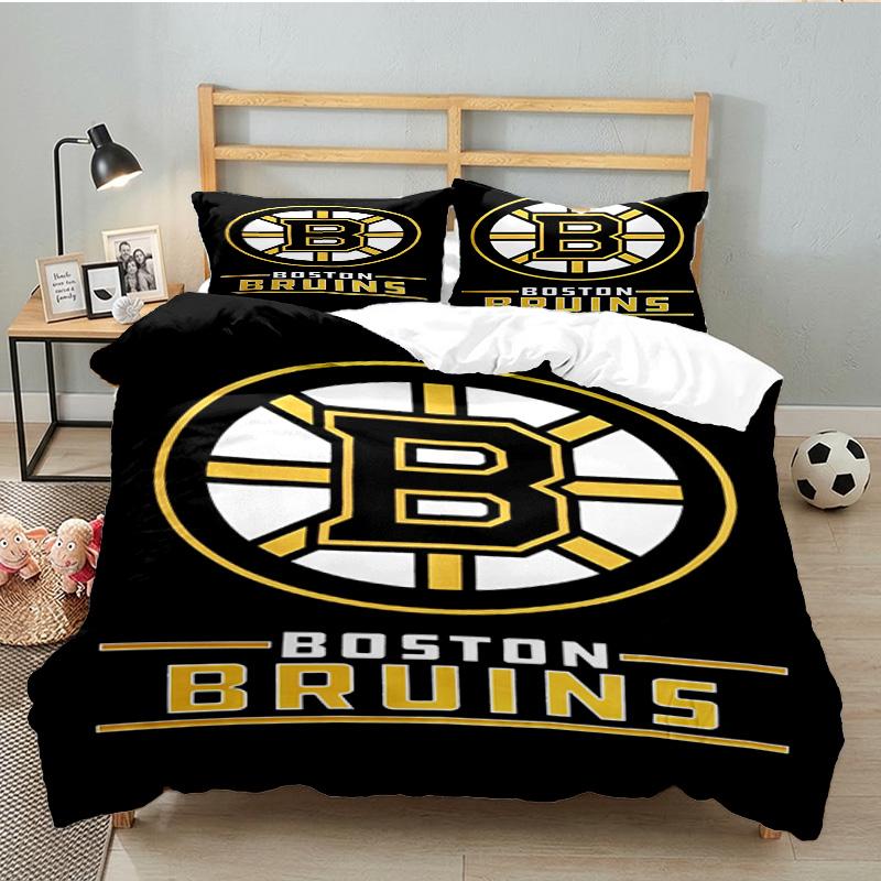 Bruins Emblem hockey 3PCS Bedding set,Ideal for 1pc Duvet Cover And 2pcs Pillowcases Perfect for Fan gift,Ideal for Bedroom, Dormitory