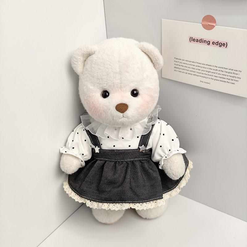 Medium Bear Outfit - Blue Pink Striped Carrot Overalls Set