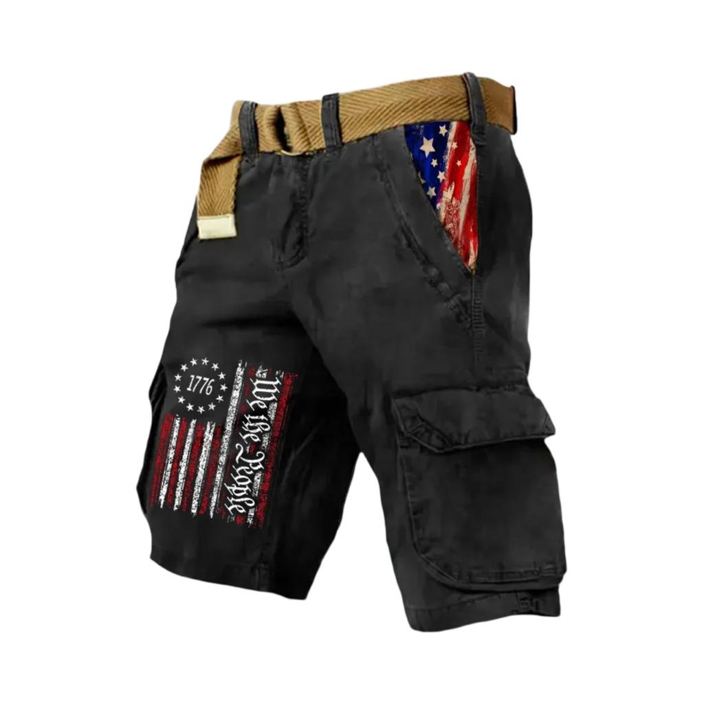 Men's Casual Sport Multi-pocket Work Pants Men's Fashionable Flag-letter Printed Pants