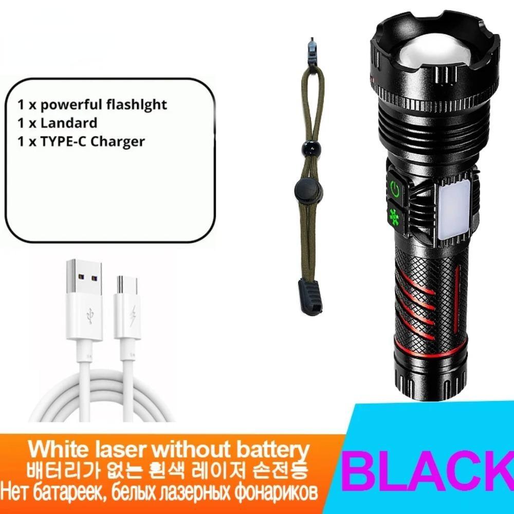 Portable Powerful LED Flashlight COB Side Lamp Long-range Aluminum Alloy Torch Type-C Rechargeable For Outdoor Hiking Fishing