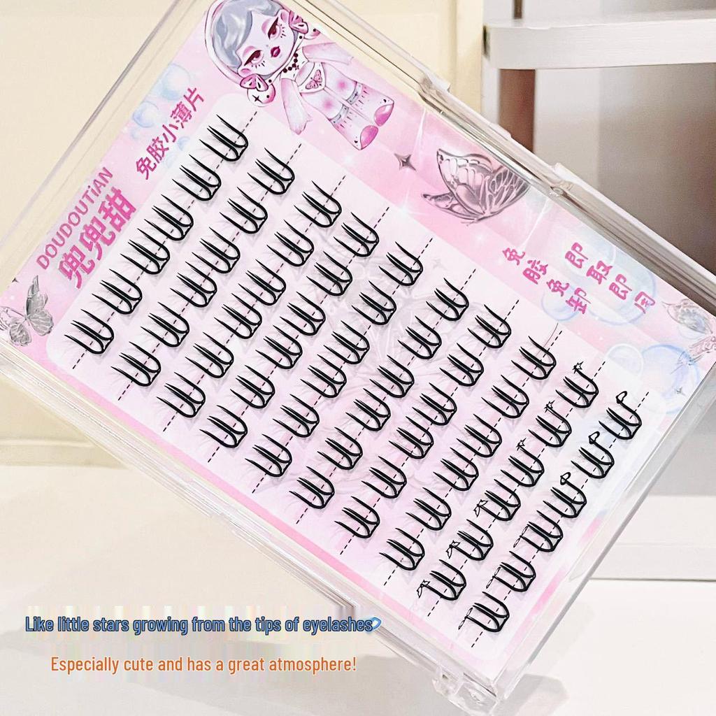 Korean Girl Group U-Shaped Heart Thin False Eyelashes – No Glue Needed, Distinct Strands