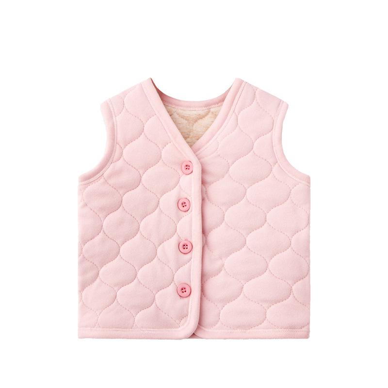 Children's Vest Autumn Winter Boys Girls Solid Color Thick Warm Cardigan Student Base Shirt Underwear Jacket Baby  Clothing
