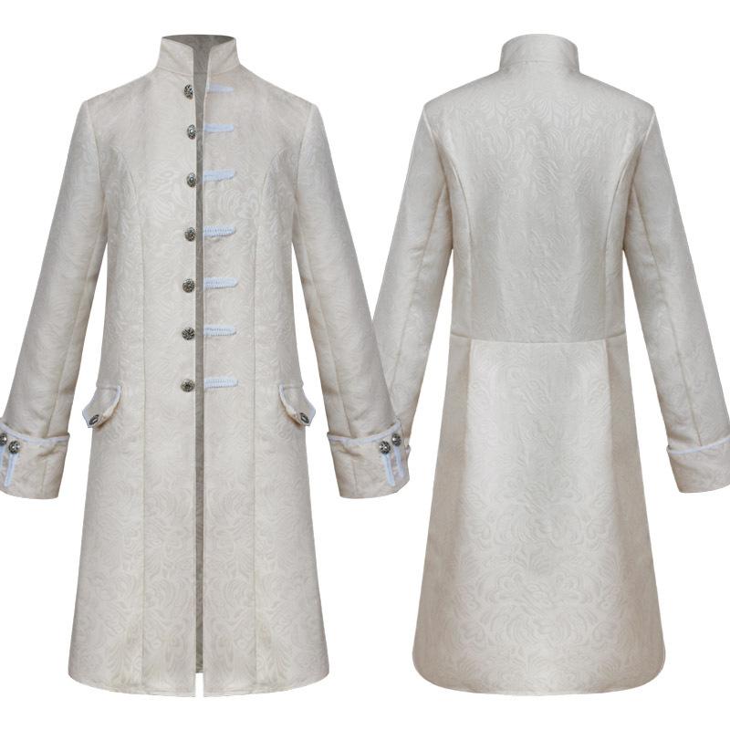 New Men's Coat Solid Color Fashion Steampunk Retro Men's Uniform Stand-up Collar Halloween COS Suit