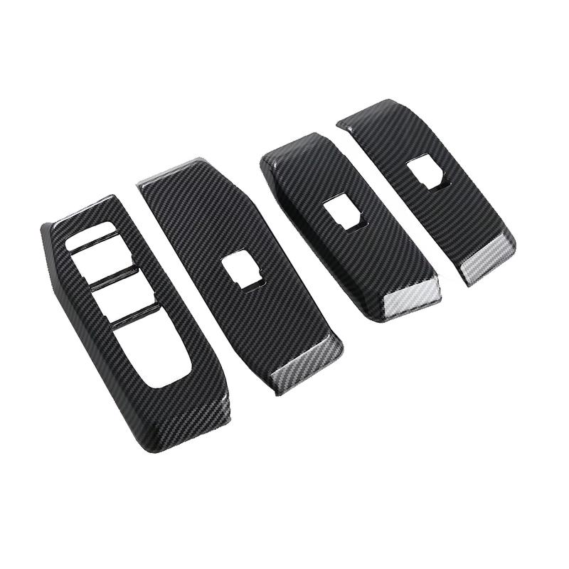 Car Accessories For Toyota Land Cruiser LC250 Carbon Fibre Texture Window Rises Cover Glass Switch Auto Parts Trim Stickers 2024