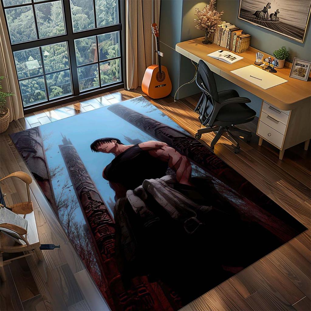 Jujutsu Kaisen Anime Polyester Rug Non Slip Carpet Living Room Bedroom Floor Mat Home Decor -QJY