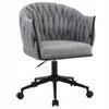 Gray Swivel Chair with Interwoven Fabric and Adjustable Backrest On Wheels