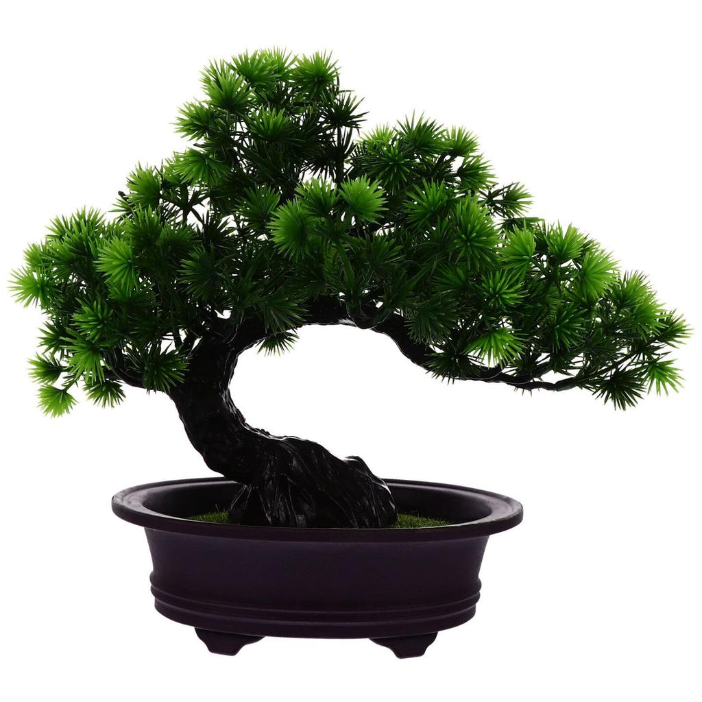 Kichvoe Artificial Pine Potted Plant, Artificial Bonsai Tree, Juniper Fake Plant, Mini Bonsai, Indoor, Small, Two-Tiered Welcome Pine, Potted Decorati