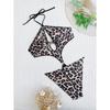 Imprimat leopard Decupat Halter Costum de baie pentru femei Costum de baie dintr-o bucată Monokini pentru femeie cu picior înalt Costum de baie pentru baie