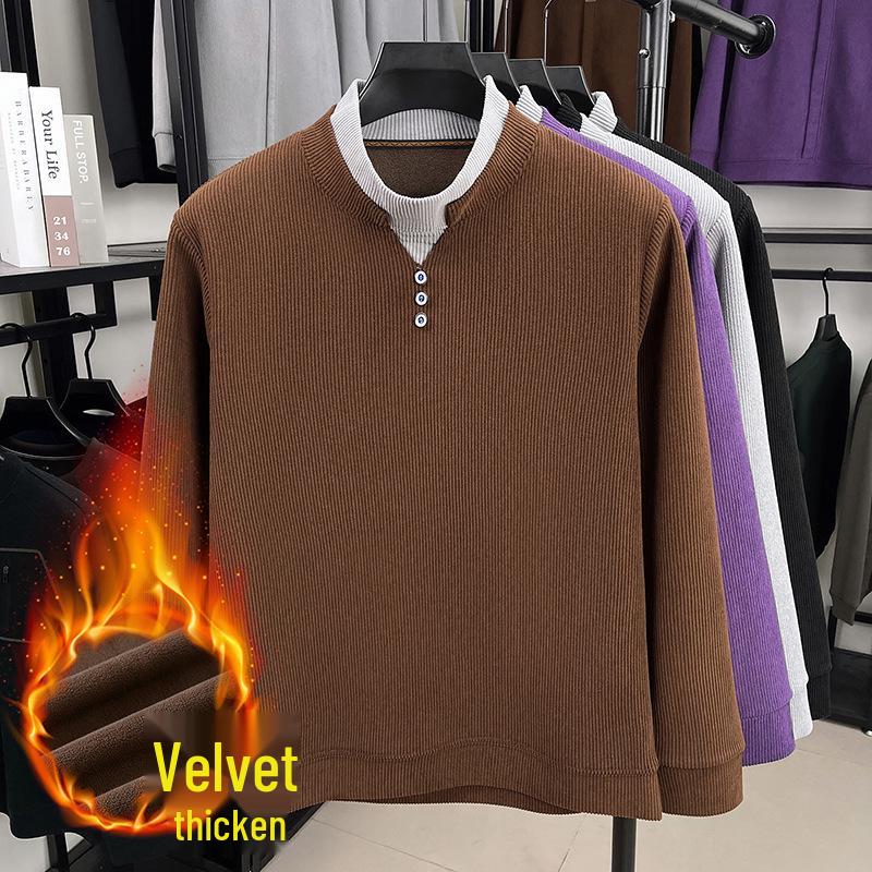 

2025 Autumn/Winter Men s Round Neck Thick Sweater: Warm, Casual, Fashionable Pullover Base Layer XXXXL кавовий