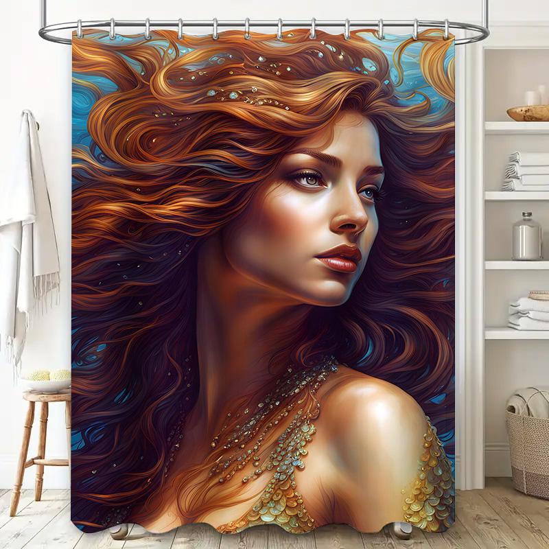 Enchanting Underwater Mermaid Shower Curtain Soft Fabric Decorative Waterproof Bathtub Liner for Bathroom Accessories Multiple S