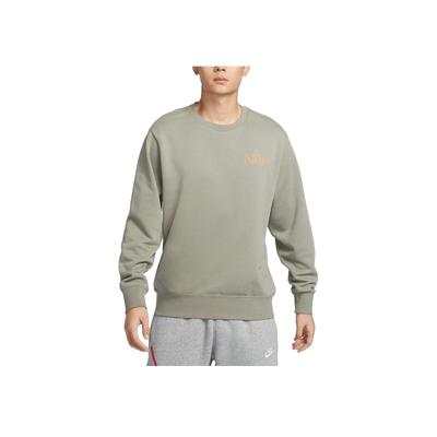 Nike Club Ft Crew Floral Gc Round Neck Pullover Long Sleeve Sweatshirt Men Sweatshirt Green IB8234-320