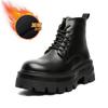 Martin boots men's new autumn and winter velvet British style heightened mid-top leather boots 70066-A