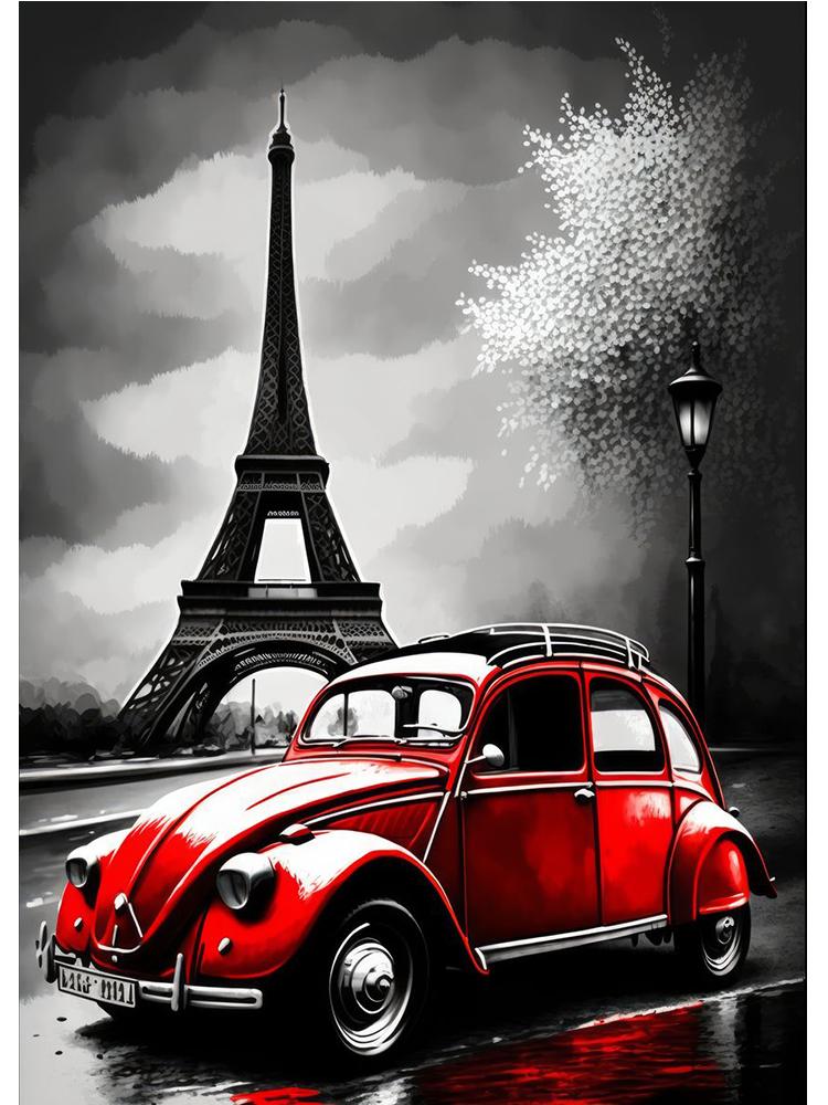Abstraktes London Paris Bus Auto Eiffelturm Poster Leinwand Malerei Street Art Wand Bild für Wohnzimmer Dekoration