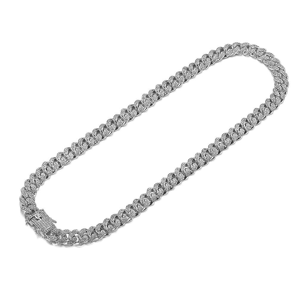Unisex Hip Hop Diamond-Studded Cuban Chain Bracelet & Necklace