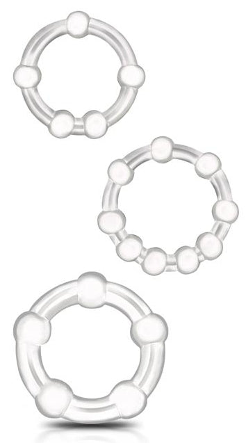 Lot de 3 Mini cockrings souples Beaded Set Transparents - Beast Rings - Cockrings Flexibles
