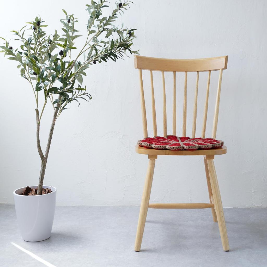 Raw Wool Knitting Kit Flower Circle #5-4 (Red)