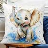 1pc Watercolor Baby Elephant Throw Pillow Covers, Suitable for Room Decoration, No Pillow Core, Hand Wash Only, Contemporary Style, Zipper Closure, Po