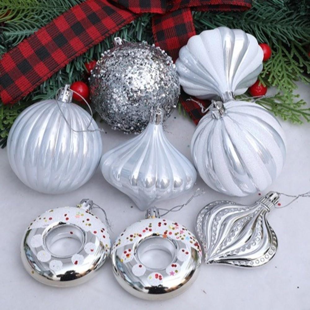 8PCS/Box 8CM Christmas Hanging Balls Shatterproof Electroplated Painted Christmas Tree Ornament Plastic
