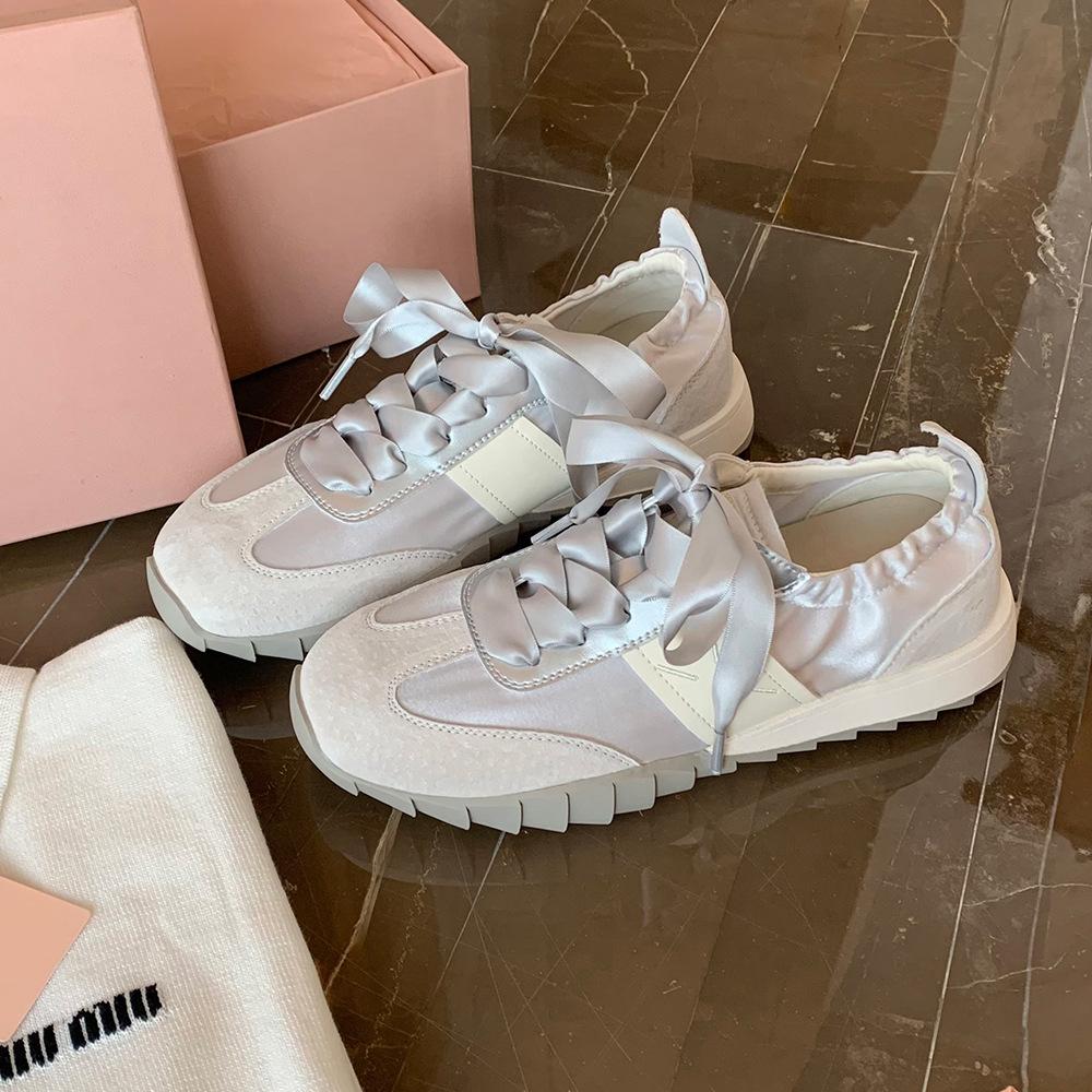 Grape Mom Studiolee Ballet Soft Sole Splicing Satin Versatile Sports Forrest Gump Casual Shoes Women's Summer