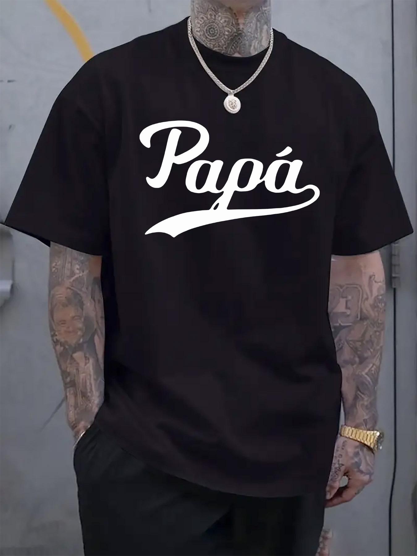 PAPA Print T-shirt - Casual Crew Neck S