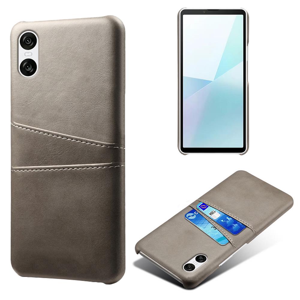 For Sony Xperia 10 VI Case Leather Coated PC Phone Cover Back Dual Card Slots