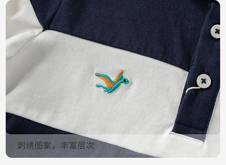 David Bella boys' polo shirt spring outfit new children's long sleeved T-shirt baby contrasting pure cotton top