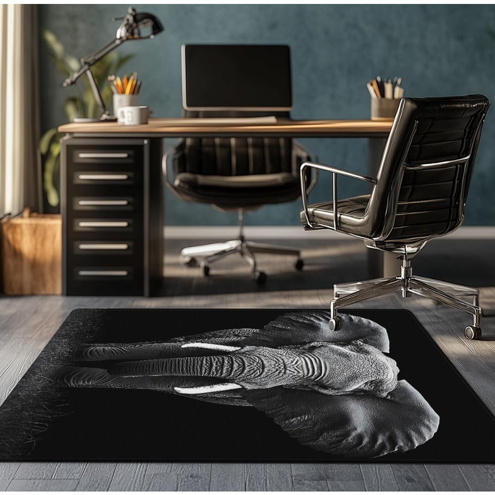 

Black Elephant 3D Printed Crystal Velvet Rug Modern Office Desk Floor Mat Animal Design Home Decor Anti Slip Soft Carpet 50cm x 80cm