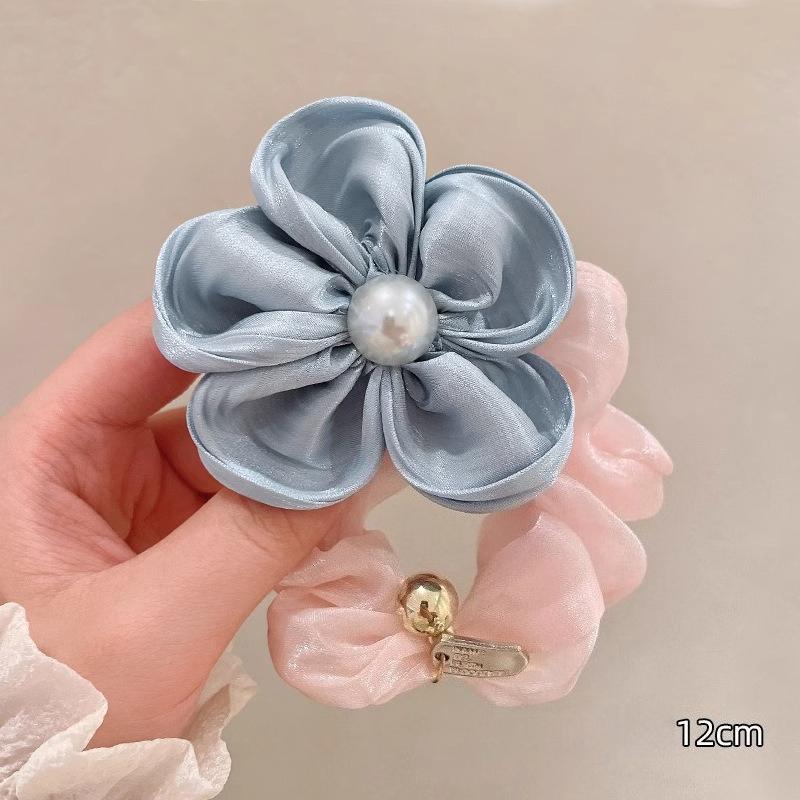 French Stain Rose Flower Elastic Hairbands Women Girls Hair Ropes Ties Flower Hair Scrunchies Ponytail Holder Hair Accessories