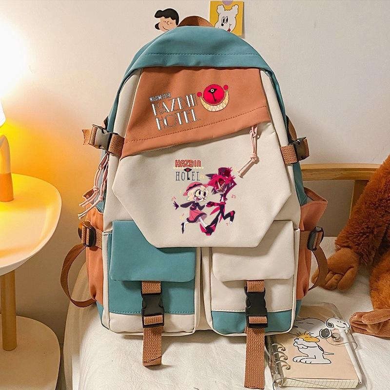 Hell Inn Boys And Girls Elementary And Secondary School Bags Cartoon Hazbinhotel Trendy Backpack Cool