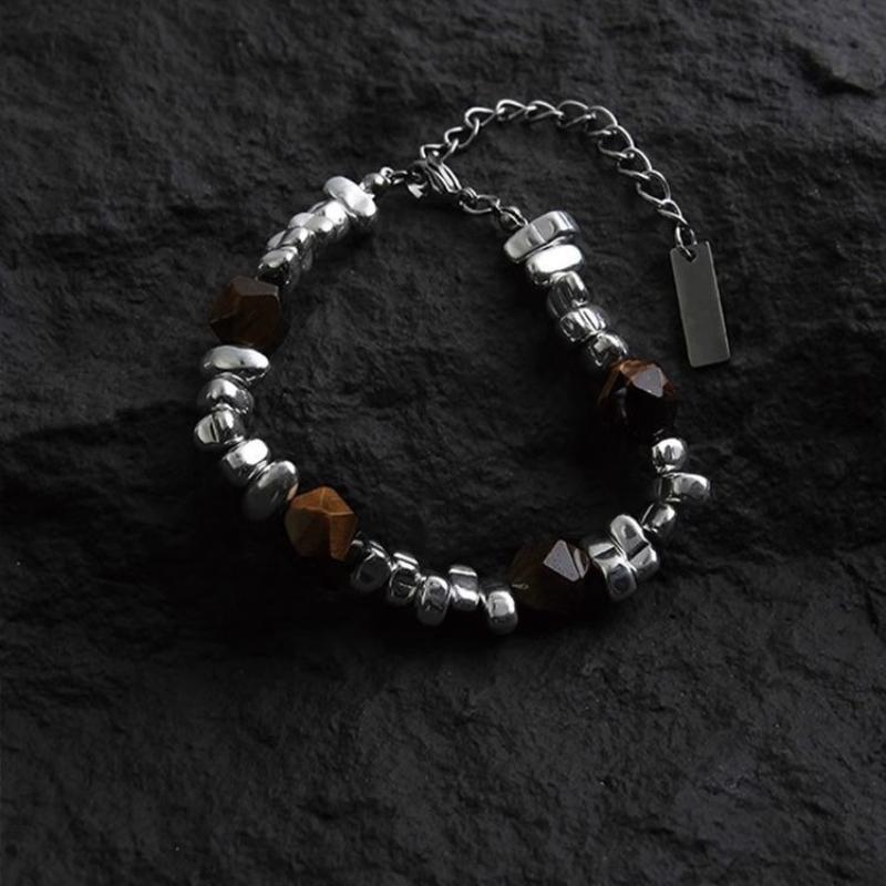 Bracelet Men's Broken Silver Splicing Bracelet Women's Chinese Simple Retro Design Titanium Steel Premium Versatile Accessories