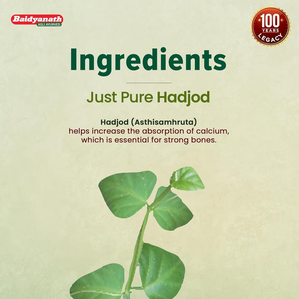 Baidyanath Hadjod Tablets Bone Strength & Joint Flexibility Support Herbal Mobility Supplement 60 Tablets X Pack of 2