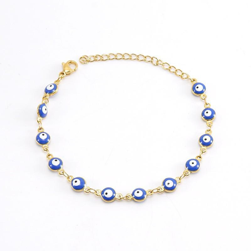 18K Stainless Steel Evil Eye Spliced Women's Bracelet - European & American Style