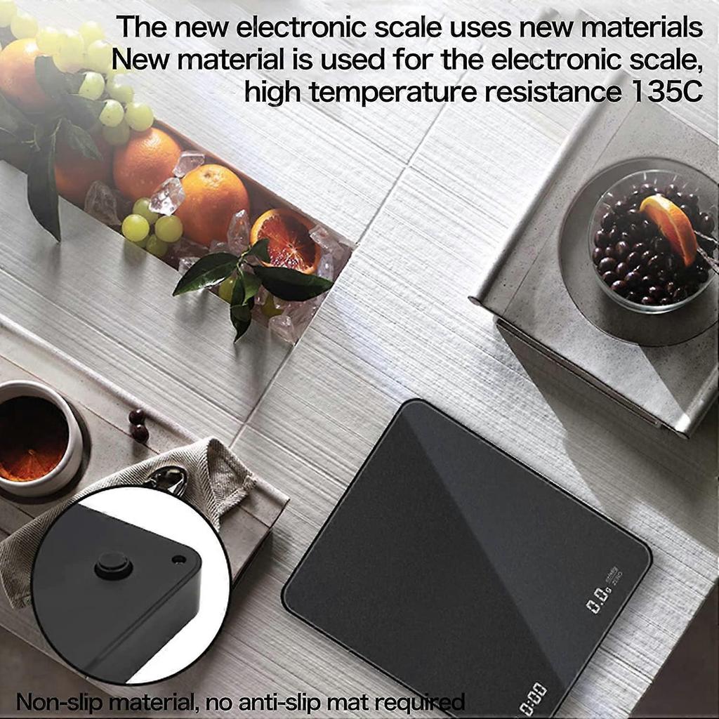 Digital Caf Scale with Timer, Rechargeable Type-C with LED Display, Multifunction Precision Sensor, with Tare Function, High Temperature Resistance