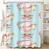 Fashion Girl's Bath Mat Decorative Waterproof Non-Slip Bathroom Rug with Flower Pattern Pink Blue Shower Curtain Set for Home De