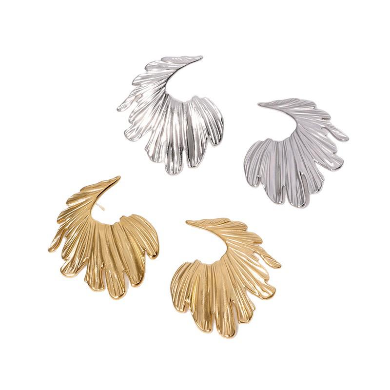 Retro Wing 18k Gold-Titanium Stainless Steel Stud Earrings for Women