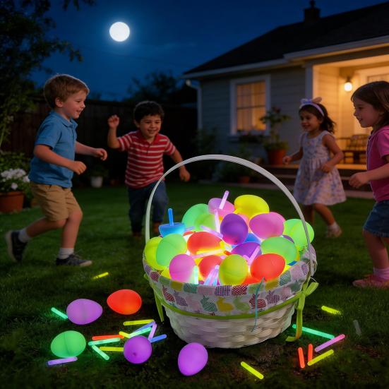 Set de Ouă de Paște Luminoase în Întuneric Ouă din Plastic care Se Iluminează și Ies din Coajă pentru Petrecerea de Sărbătoare Ornamente Fluorescente Reumplabile pentru Vânătoarea de Ouă și Aranjamente Centrale