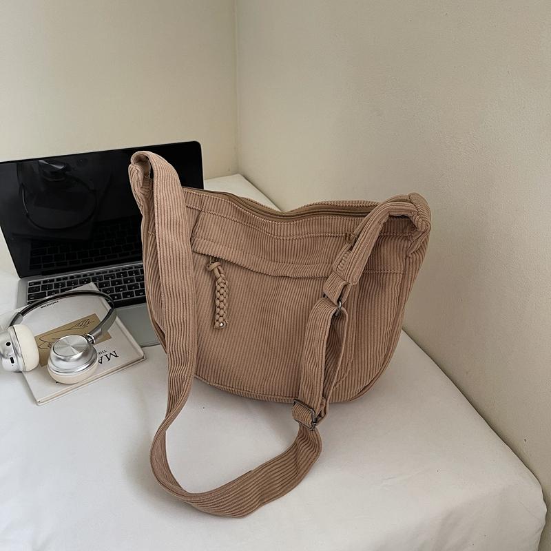 Borsa a spalla in velluto a coste da donna borsa a tracolla a tinta unita
