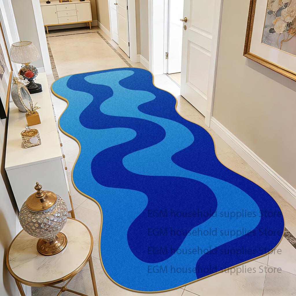Alfombras Irregulares de Colores Sin Pelusa Pasillo Moderno Runner Alfombra Plegable Suave Antideslizante Fácil de Limpiar Lavable Suelo Estilo Fresco Felpudos