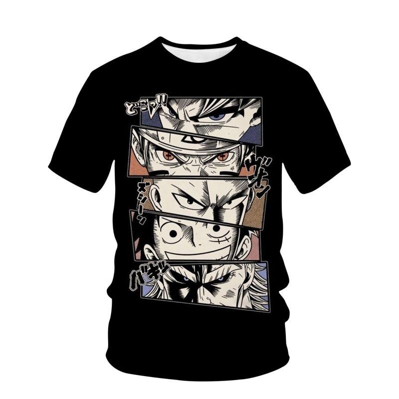 2026 New One Piece Unisex and Womens Oversized Tshirt Anime Cartoon Tee Pure Cotton Pure Cotton Short Sleeves Parentchild Outfit
