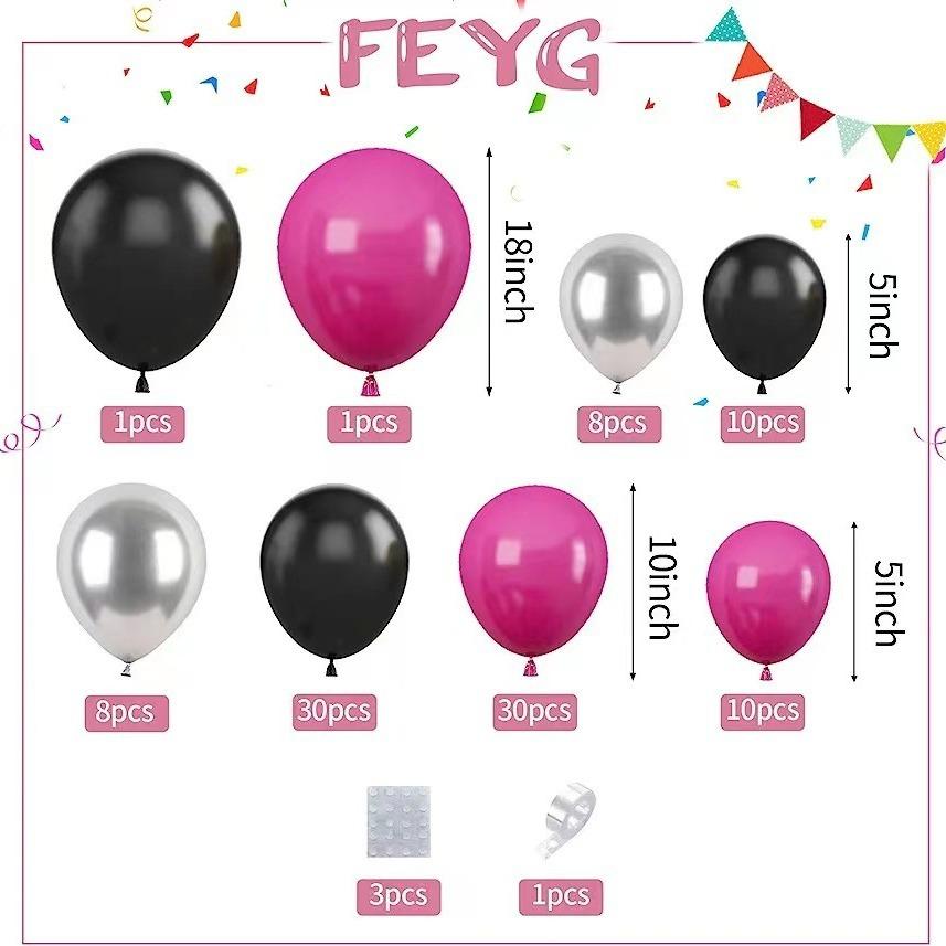 Pink Black Balloon Set Metal Silver Balloon Birthday Wedding Baby Shower Engagement Diy Decoration Party