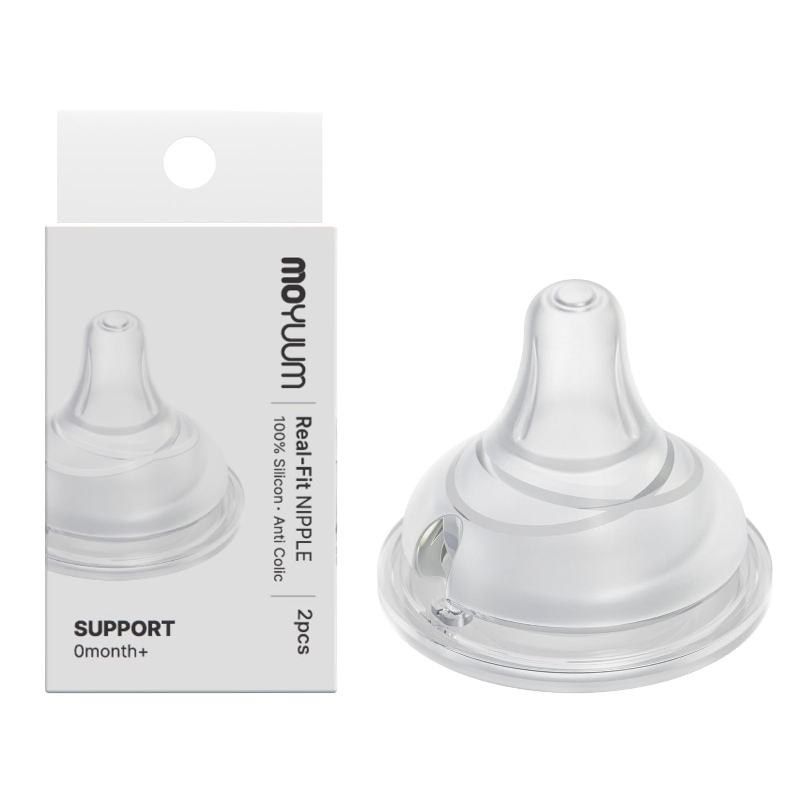 

MOYUUM Nipple Support (0+ Months) 2-Pack, Round Hole, Newborn, 2025 Model