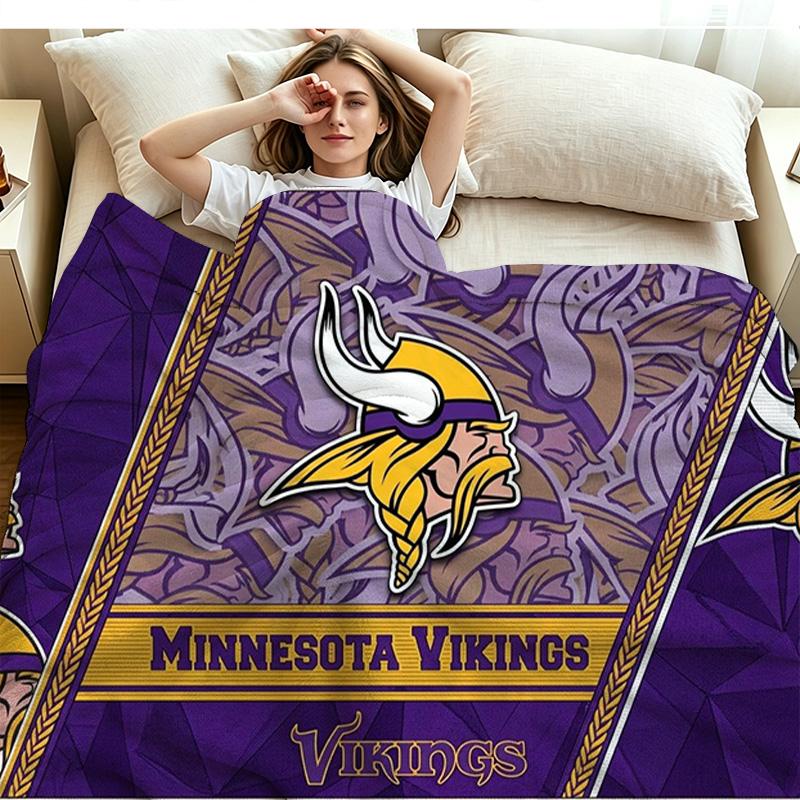 Minnesota Vikings Print Flanelovádeka Vysoká Kvalita Teplá Pohodlná Přikrývka pro Všechna Roční Období Perfektní jako Dárky Domácí Dekor