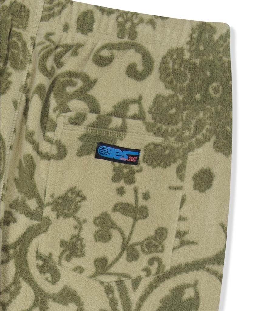 YESEYESEE Paisley Polar Fleece Pants Khaki