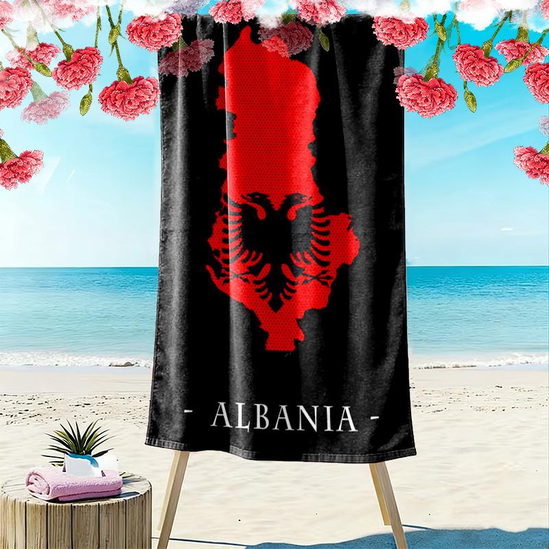 Toalla de Playa Estampada de la República de Albania, Toalla Grande Suave de Secado Rápido para Playa, Camping, Natación
